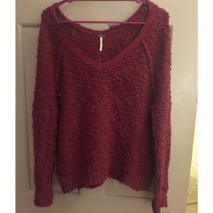 Red Slouchy Free People Sweater